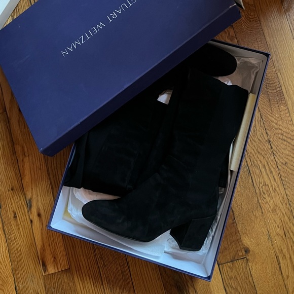 Stuart Weitzman Halftime Stretch-crepe Black Suede Over-the-knee Boot - Picture 3 of 7